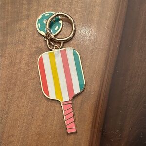 Colorful Striped Pickleball Keychain or bag charm